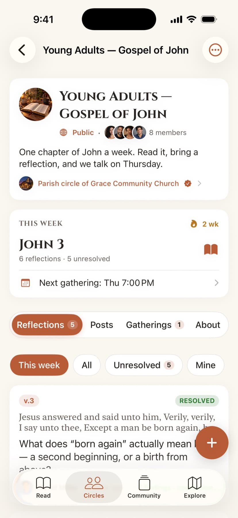 A reading circle in Theologos on iPhone: this week’s chapter, John 3, and the circle’s reflections